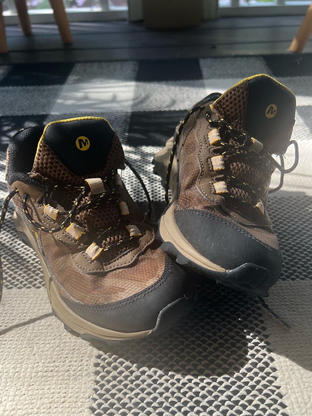 Merrell Kids Brown and Yellow Trail Sneakers